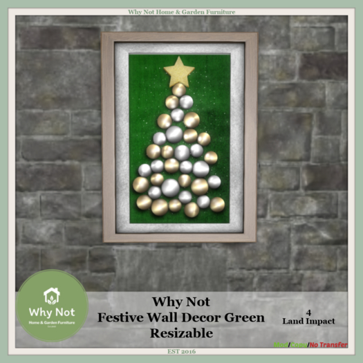 Why Not - Festive Wall Decor-Green-Resizable-Boxed