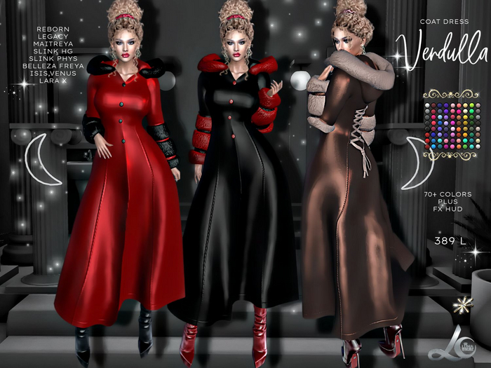 ⭐ Vendula, Coat Dress with Fur, 70 + colors, Plus special FX Hud, Lara X Included