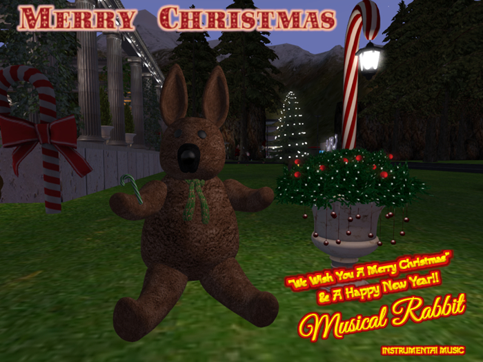 Musical Xmas Rabbit W/Head Turn Black Muzzle - Brown
