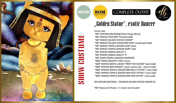 Second Life Marketplace - *DB* DINKIES DEVADASI GOLDEN STATUE DANCER ...