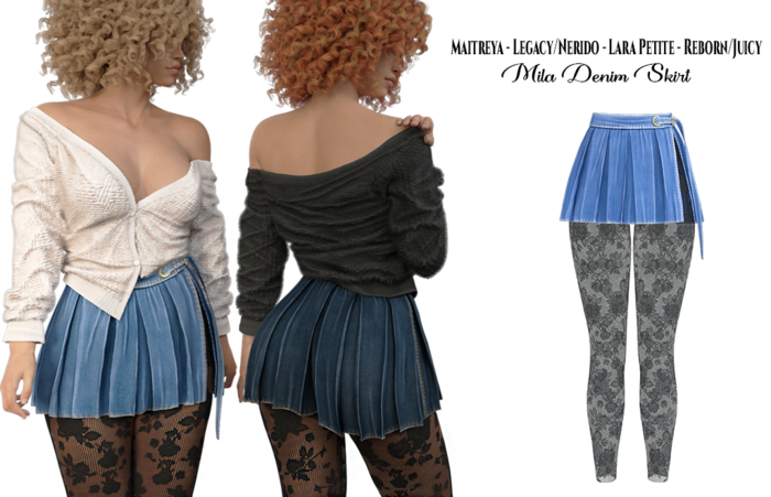 adorsy - Mila Denim Skirt Cornflower - Maitreya/Legacy-Nerido/Lara Petite/Reborn-Juicy