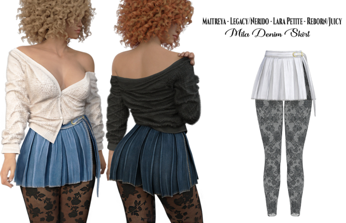 adorsy - Mila Denim Skirt White - Maitreya/Legacy-Nerido/Lara Petite/Reborn-Juicy
