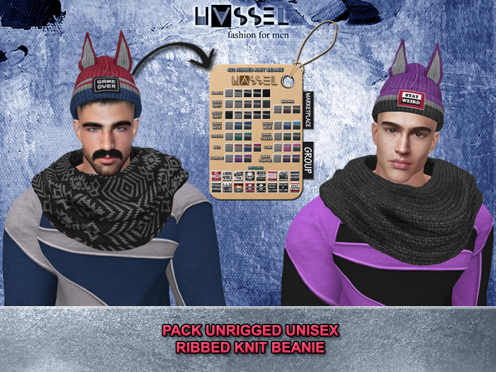 (HASSEL) PACK UNRRIGED UNISEX RIBBED KNIT BEANIE WITH EARS LEGACY MALE & ATHLETIC JAKE GIANNI KARIO AESTHETIC DAVIS 433