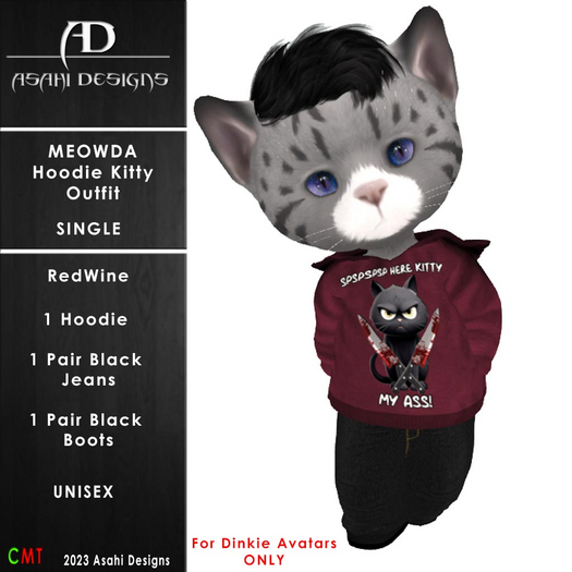 Meowda Hoodie - Kitty Wine