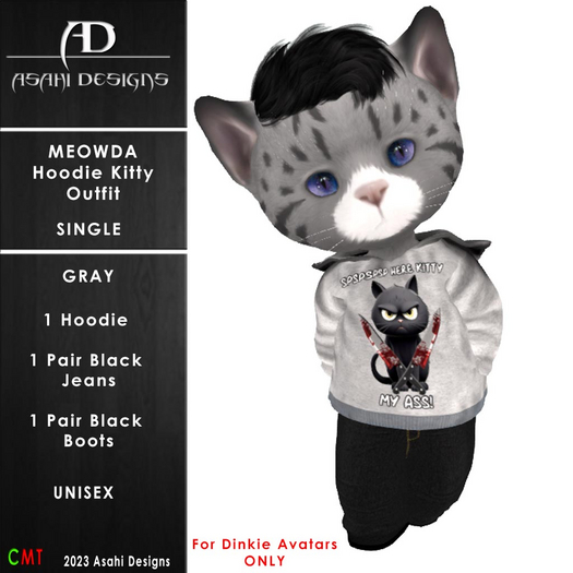 Meowda Hoodie - Kitty Gray