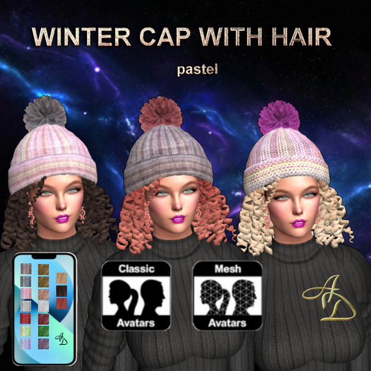 WINTER CAP WITH HAIR pastel