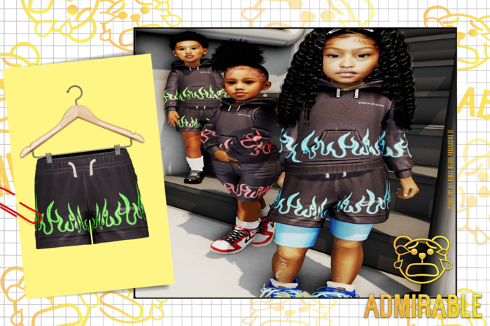 Admirable.- Asante Shorts.(Flame/Green)