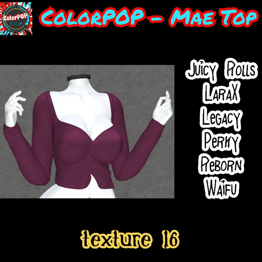 ColorPOP - Mae Top - Texture 16 BOX (ADD to Unpack)