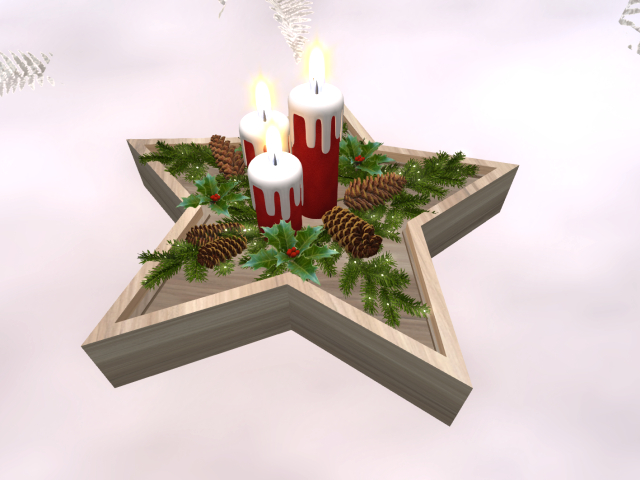 Holiday Star Candle Tray - Red
