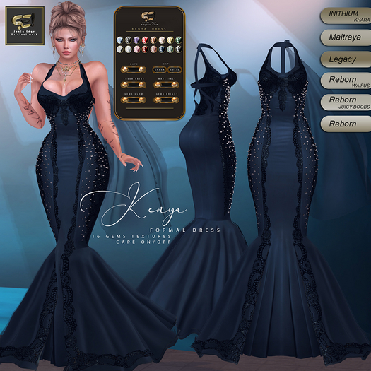 Son!a-Edge Kenya Formal Mesh Dress / Gown Navy