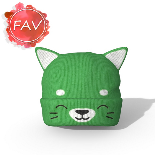 Green Kitten Beanie