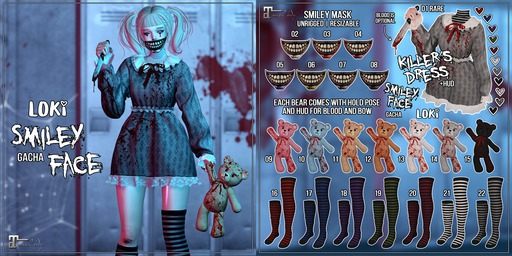 01.Loki - Smiley Face GACHA - Killer's Dress + HUD - RARE