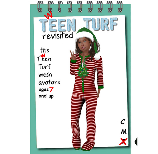 Teen Turf Xmas Tree Footed Jammies