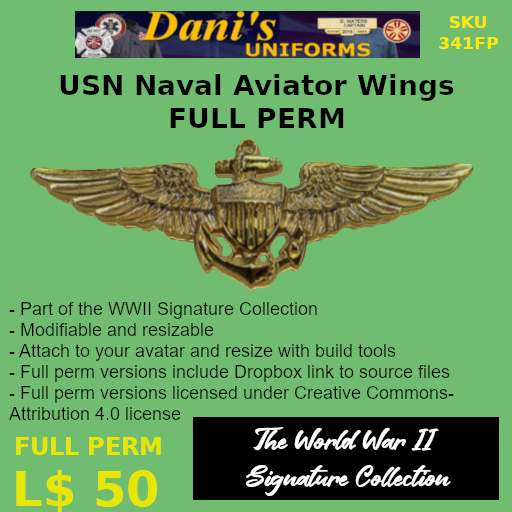 USN Naval Aviator Wings FULL PERM