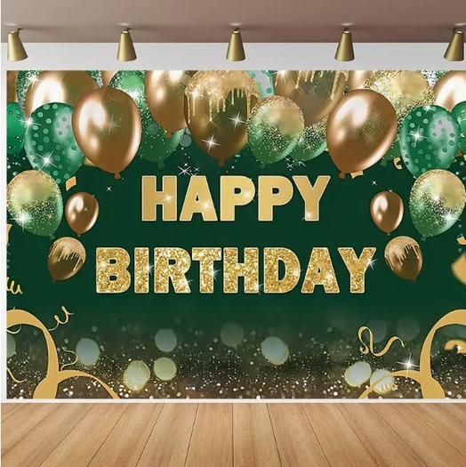Happy Birthday Green Gold Texture