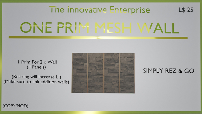 [MESH] 1 Prim Stone Wall - The Innovative Enterprise