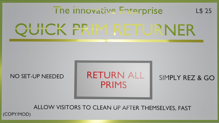 Land Owner - Visitor Prim Returner By Self Confirmation - The Innovative Enterprise