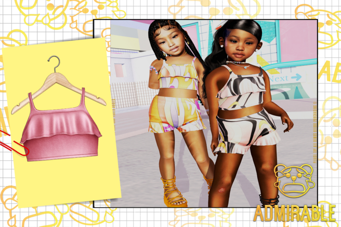 Admirable- Ruffle Crop.(Pink)