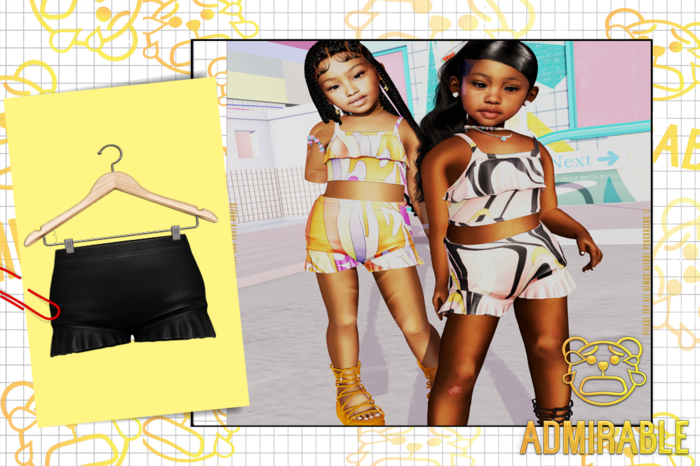 Admirable- Ruffle Shorts.(Black)