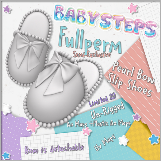 {Babysteps} Pearl and Bow Slip Shoes - FP 10 LEFT