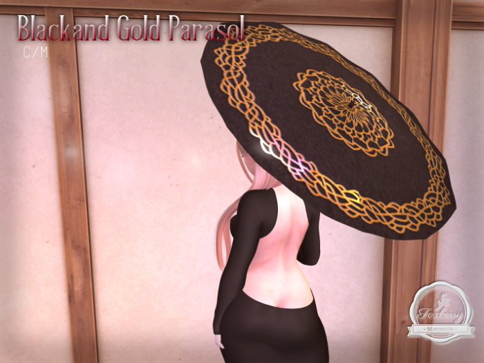 {FM} Black and Gold Parasol 