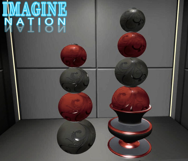 Imagine Red Black Ball Topiaries