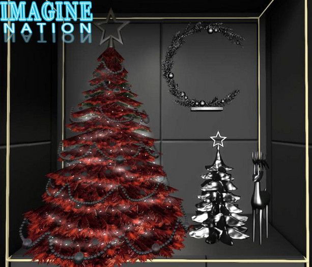 Imagine Red Goth Christmas Tree & accessories