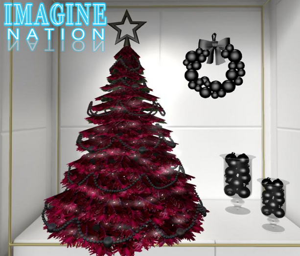 Imagine Pink Goth Christmas Tree & accessories