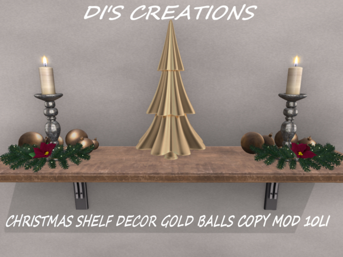 CHRISTMAS SHELF DECOR GOLD BALLS