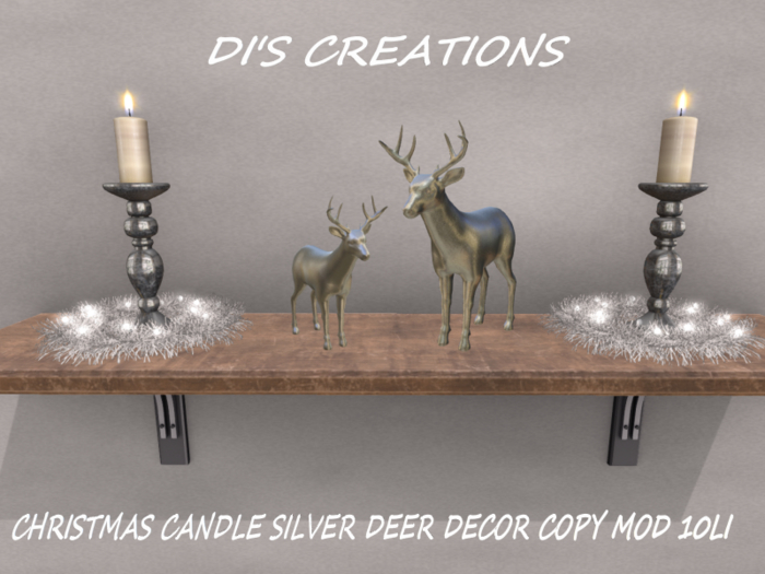 CHRISTMAS SHELF DECOR SILVER DEER