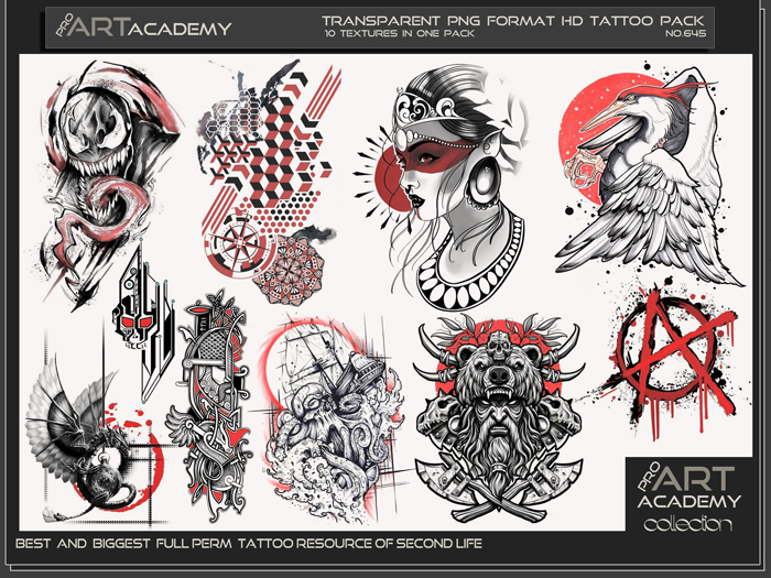 Tato Texture Second Life Marketplace - @PAA - Tattoo Texture Pack 645