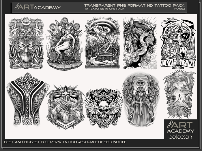 Tato Texture Second Life Marketplace - @PAA - Tattoo Texture Pack 663