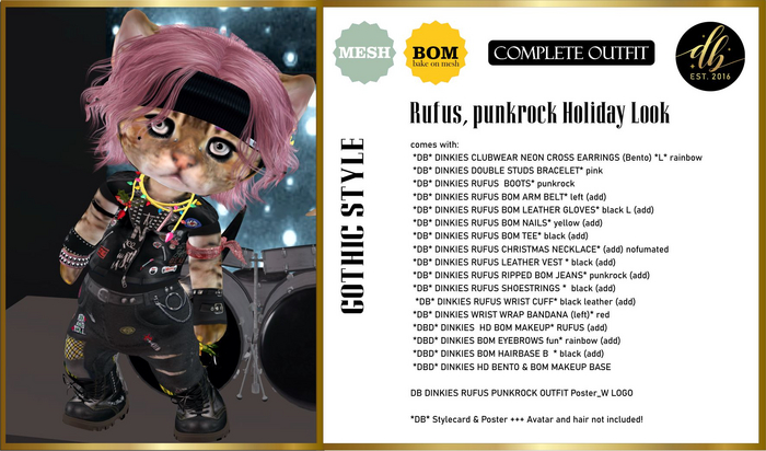 *DB* DINKIES RUFUS PUNKROCK OUTFIT*