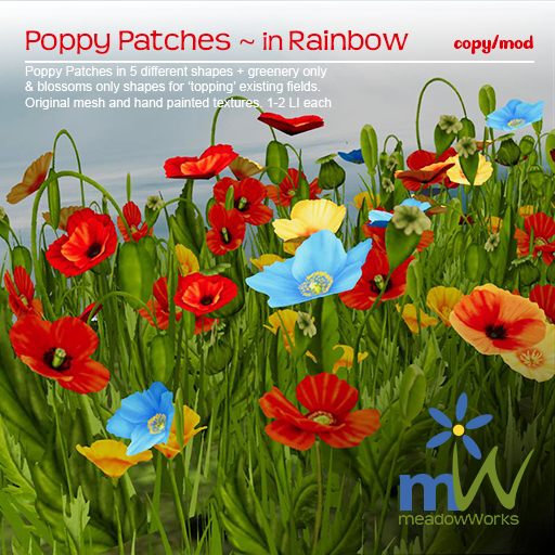 Poppy Patches in Rainbow Colors