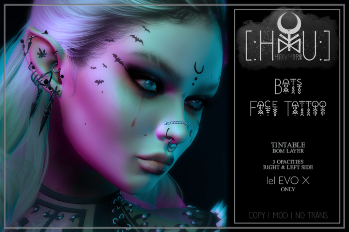 [Hexumbra] Bats Face Tattoo DEMO