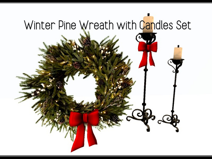 [AE] Home Decor -Cozy Winter Pine Wreath with Candle Set