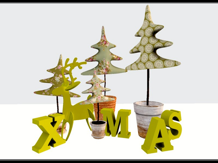 [AE] Home Decor - Xmas Tree Potted Set & Sign