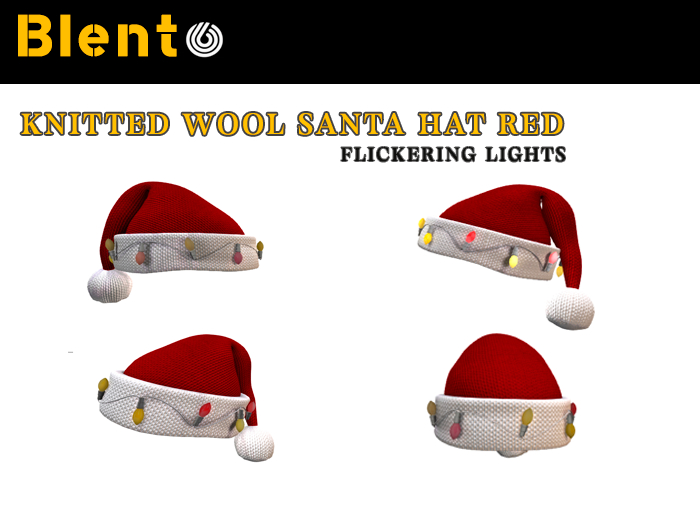 Blento* Knitted Wool Santa Hat Red with Flickering Lights