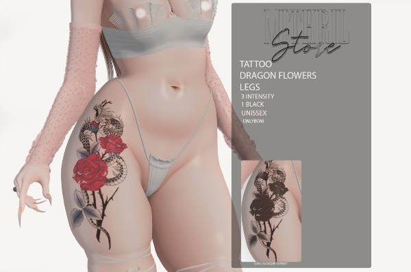 Mithril Store_ Tattoo  Dragon Flowers!!
