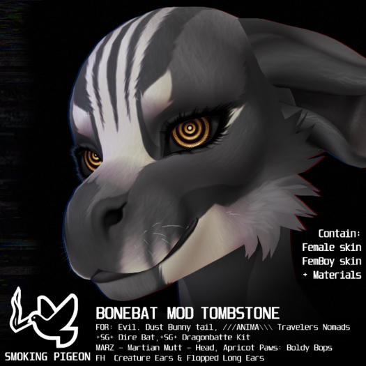 (SMOKING PIGEON) BoneBat Tombstone