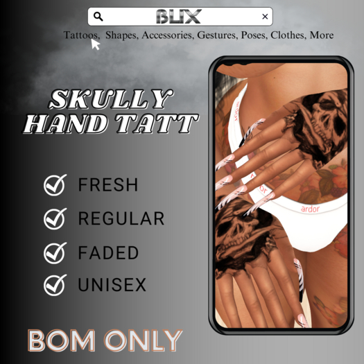 BLIX: Skully Hand Tattoo