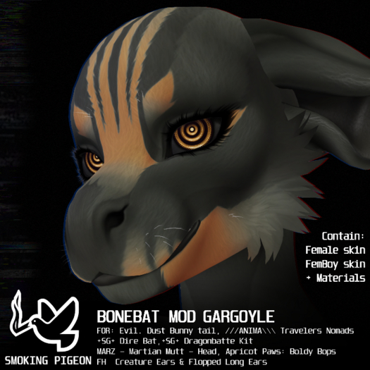 (SMOKING PIGEON) BoneBat Gargoyle