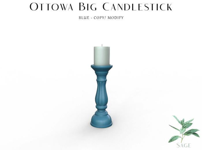 Sage - Ottowa Big Candlestick - Blue