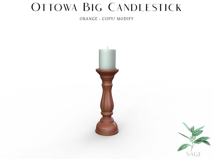 Sage - Ottowa Big Candlestick - Orange