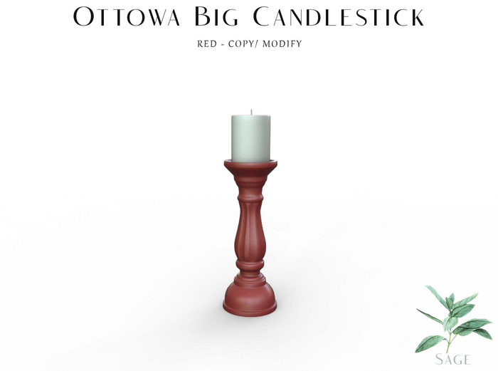 Sage - Ottowa Big Candlestick - Red