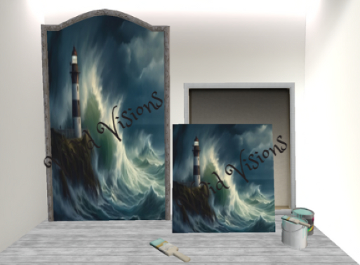 Lighthouse Night Storm Painting Frame