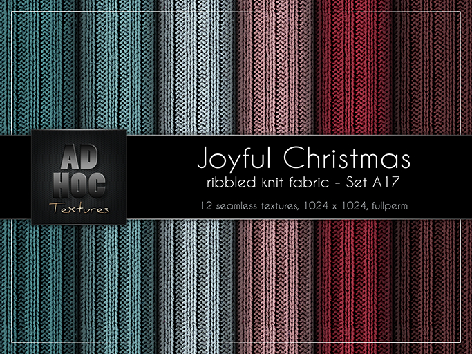AD HOC - JOYFUL CHRISTMAS - Set A17 - Ribbled Knit Fabric (solids & stripes)