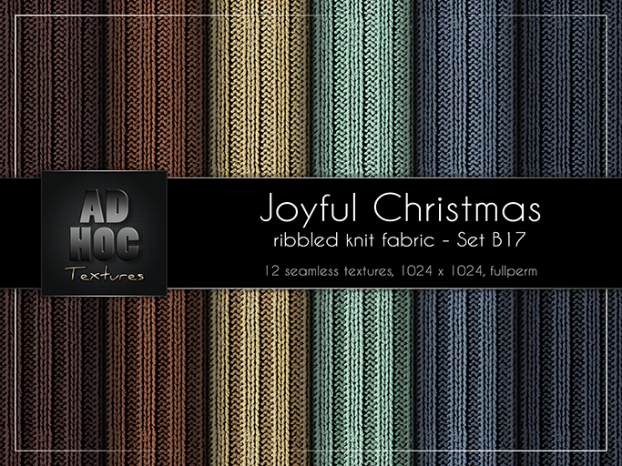 AD HOC - JOYFUL CHRISTMAS - Set B17 - Gerippt Gestrickt Stoff (einfarbig & gestreift)