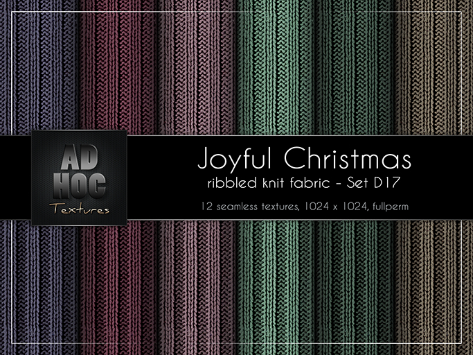 AD HOC - JOYFUL CHRISTMAS - Set D17 - Gerippt Gestrickt Stoff (einfarbig & gestreift)