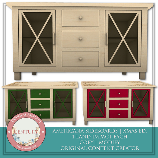 Americana sideboards - XMas ed. - 1 LI each - 3 CopyMod meshes